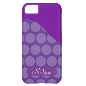 Personalized Custom Name Purple Polka Dots Wave iPhone 5C Cases