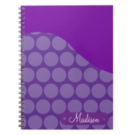 Personalized Custom Name Purple Polka Dots Wave Spiral Notebook