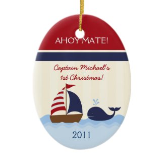 Personalized Custom Ornament Ahoy Mate Boy Nautica ornament