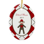 Personalized Custom Ornament Red Sock Monkey