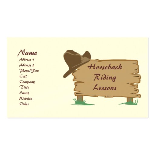 Personalized Customizable Western Style Biz Cards Business Card (front side)