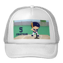 Personalized Cute Baseball cartoon player Trucker Hats
