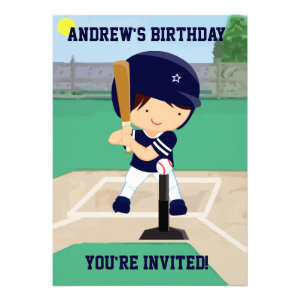 Personalized Cute Baseball cartoon player Invitations