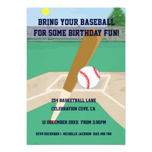 Personalized Cute Baseball cartoon player Invitations