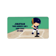 Personalized Cute Baseball cartoon player Personalized Address Labels