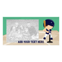 Personalized Cute Baseball cartoon player Photo Greeting Card