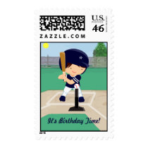 Personalized Cute Baseball cartoon player Postage