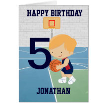 Personalized Cute basketball Birthday Card