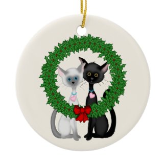 Personalized Cute Cat Couple Christmas Ornament
