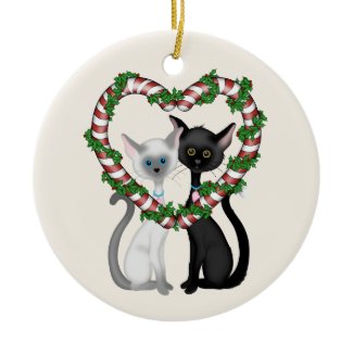 Personalized Cute Cat Couple Christmas Ornament