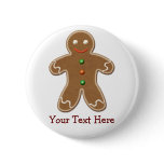 Personalized Cute Holiday Gingerbread Man buttons