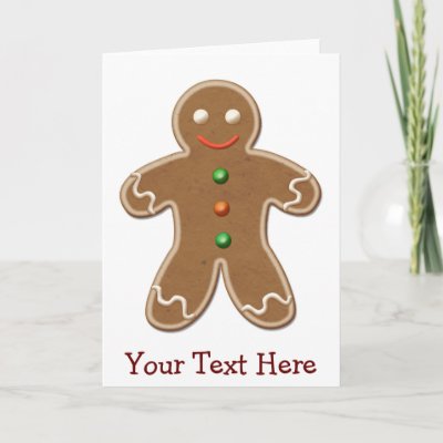 Personalized Cute Holiday Gingerbread Man Greeting Cards