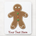 Personalized Cute Holiday Gingerbread Man mousepads