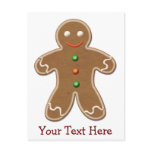 Personalized Cute Holiday Gingerbread Man postcards