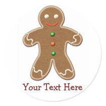 Personalized Cute Holiday Gingerbread Man Stickers