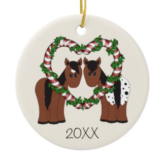 Personalized Cute Horse Couple Christmas Ornament