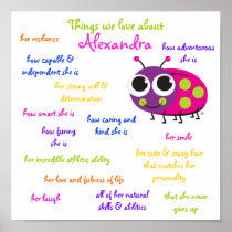 Personalized "Cute Ladybug" Poster for GIrls