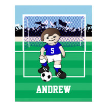 Personalized cute soccer boy poster