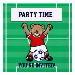 Personalized Cute Soccer Teddy Bear (red) Invite