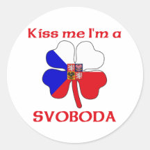 Personalized Czech Kiss Me I'm Svoboda Round Stickers