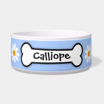 Personalized Daisy Dog Bowl with Blue Background
