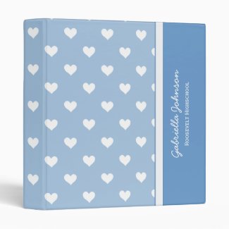Personalized: Dark Blue With White Heart Binder