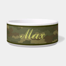 Personalized Dark Camouflage Pet Bowl Dog Food Bowls