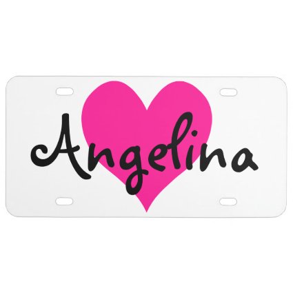 Personalized Deep Pink Cute Heart License Plate