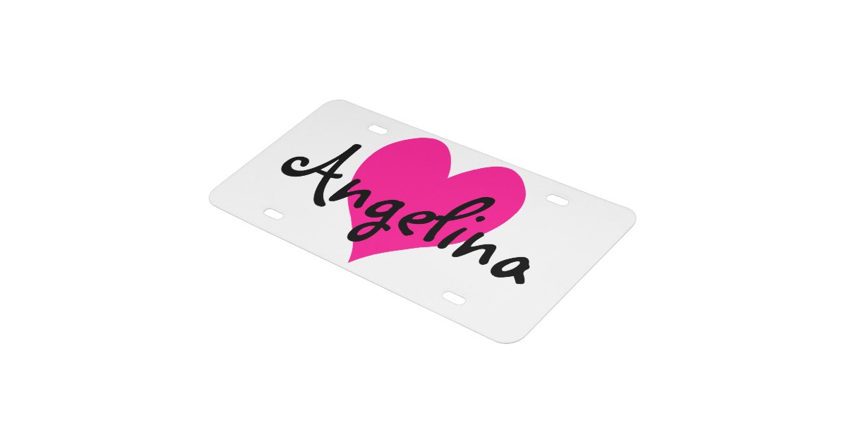 Personalized Deep Pink Cute Heart License Plate Zazzle