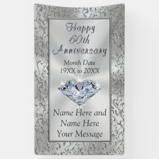 Personalized Diamond 60th Anniversary Banners Banner