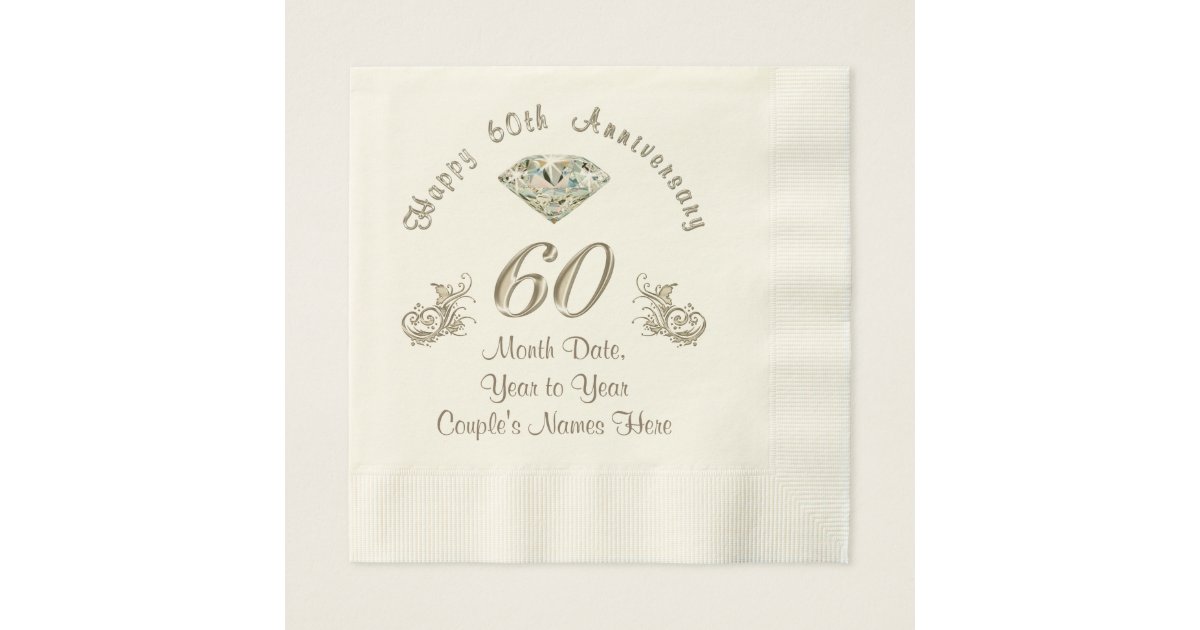 Personalized Diamond Wedding Anniversary Napkins Zazzle