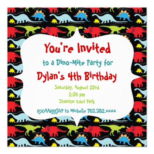 Personalized Dinosaur Birthday Party Invitations