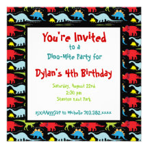 Personalized Dinosaur Birthday Party Invitations