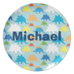 Personalized Dinosaur Kids Melamine Plate Custom