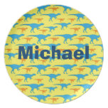 Personalized Dinosaurs Melamine Kids Custom Plate