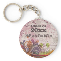 Personalized distressed swirls graduation keychain