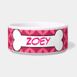 Personalized Dog Bone Ceramic Pet Bowl Pink