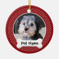 Personalized Dog Photo Frame - SINGLE-SIDED Double-Sided Ceramic Round Christmas Ornament