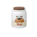 Personalized Dog Treat Jars Cartoon Dog Bone Candy Dish