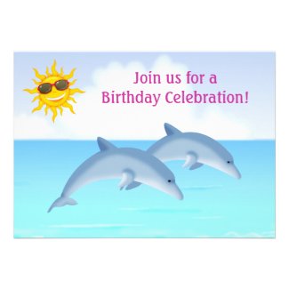 Personalized Dolphin Birthday Invitation for Girls