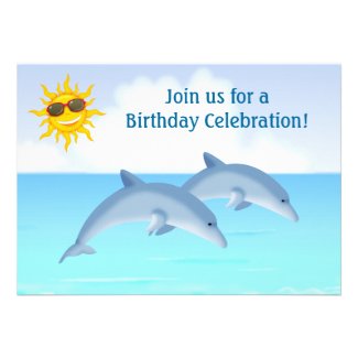 Personalized Dolphin Birthday Party Invitation
