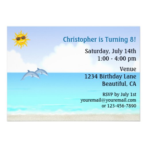 Personalized Dolphin Birthday Party Invitation