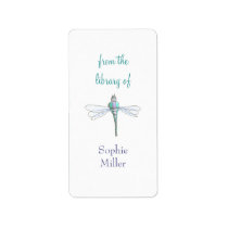 Personalized dragonfly bookplate sticker - vertica address label