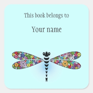 Personalized Dragonfly Sticker Bookplate