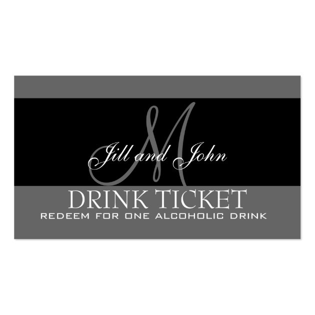 Personalized Drink Ticket For Wedding Reception Business Card Template