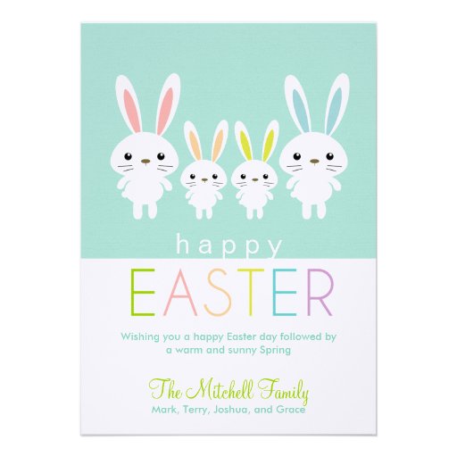 Personalized Easter Bunnies Greeting Card Personalized Invites (front side)