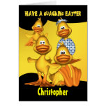 Personalized Easter Card With Fun Ducks, Quacking