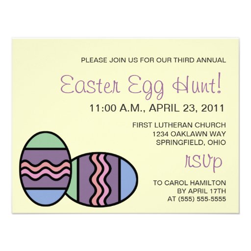 Personalized Easter Egg Hunt Invitations, yellow