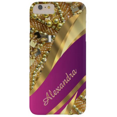 Personalized elegant pink and gold bling barely there iPhone 6 plus case