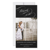 Personalized Elegant Script Wedding Thank You Customized Photo Card